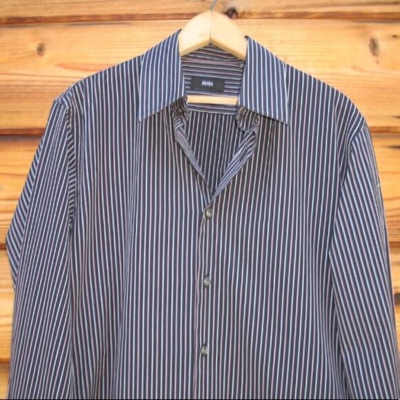 Hugo Boss Black Striped Button Front Shirt - Picture 1 of 7